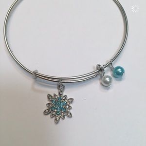 Blue Sparkle Snowflake Charm Bracelet